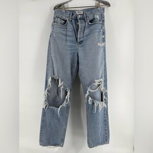 Agolde 90s Y2k  Distressed High Rise Loose Fit Button Fly Jeans A069C-811 Sz 26